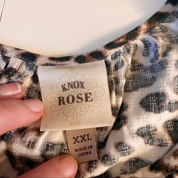 Knox Rose Balloon Sleeve, Button Down Leopard Shirt SZ-XXL - Picture 6 of 7